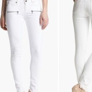 TRUE RELIGION White Zipper Pocket LOW -rise  SUPER Skinny Stretch Jeans size 24